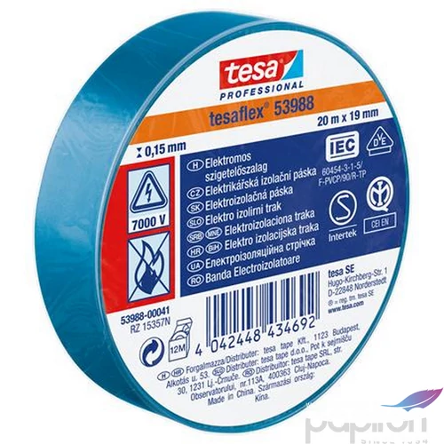 Szigetelőszalag 19mmx20m TESA kék 53988-00041-00