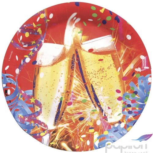 Szilveszteri papírtányér 23cm Happy new year 8db/csomag R551426