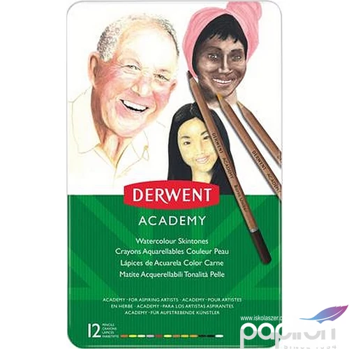 Színes ceruza Akvarell Derwent 12db Academy fémdobozos Írószerek DERWENT 2300386