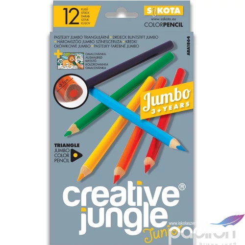 Színes ceruza 12-es jumbo Kreatív jungle szögletű vastag háromszögletű