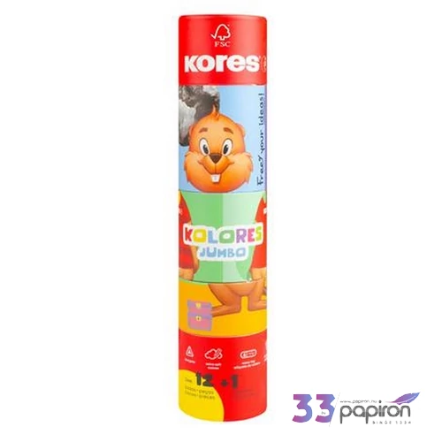 Színes ceruza 12-es Kores Háromszögletű, Jumbo, 1 Hegyezővel Kolores Twist 