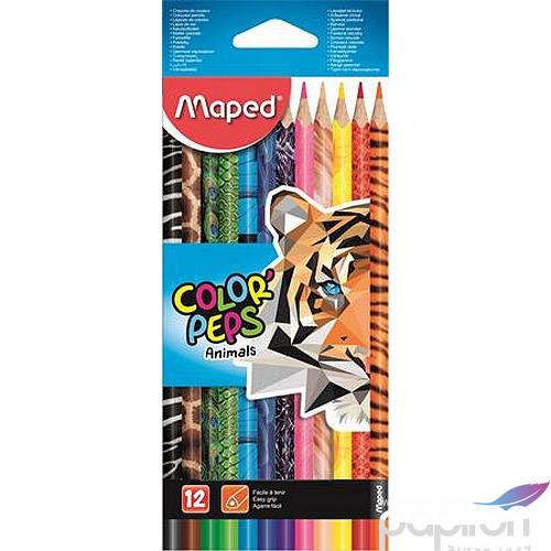Színes ceruza 12 Maped Color`Peps Animal háromszögletű 12színű Írószerek MAPED 832212