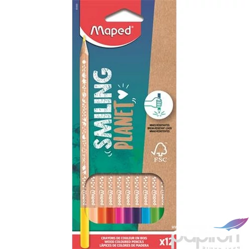 Színes ceruza 12-es Maped Háromszögletű, Fsc, Smiling Planet IMA831800