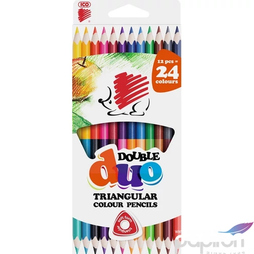 Színes ceruza 12/24-es Süni kétvégű 12db 24 színű Színes ceruza ICO Double Duo triangular colour pencil