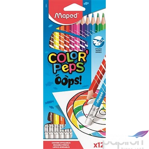 Színes ceruza 12 Maped Color'Peps Oops háromszög radíros 12szín Írószerek MAPED 832812