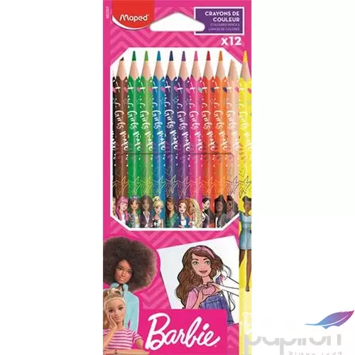 Színes ceruza 12 Maped háromszögletű, Barbie 