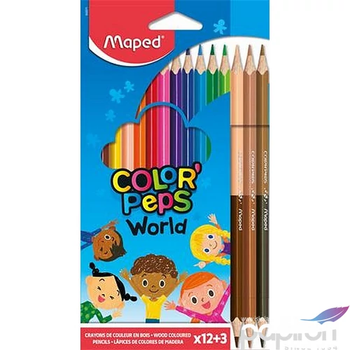 Színes ceruza 12 Maped háromszögletű Color Peps World Színes ceruzák
