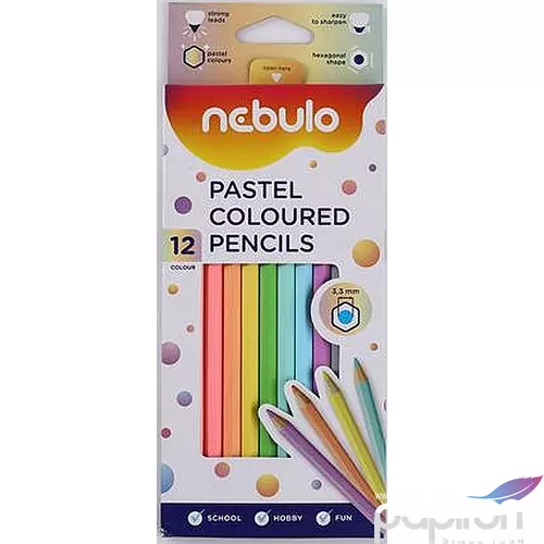 Színes ceruza 12 Nebulo hatszögletű 12 pasztell színű Írószerek NEBULO NSZC-H-12-PSZ