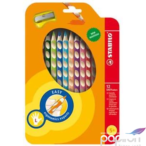 Színes ceruza 12 Stabilo EasyColours háromszög balkezes 12színű Írószerek STABILO 331/12