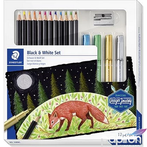 Színes ceruza 12 Staedtler Design Journey 12színű kalligrafikus Írószerek Black and White 61 149C
