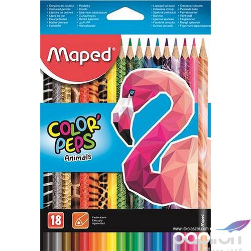 Színes ceruza 18 Maped Color`Peps Animal háromszögletű 18színű Írószerek MAPED 832218