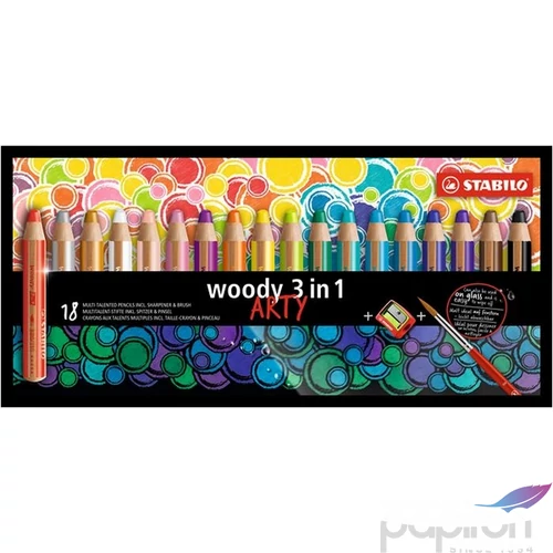 Színes ceruza 18 Stabilo Woody Arty 3in1 vastag kerek 18színű Írószerek STABILO 880/18-1-20