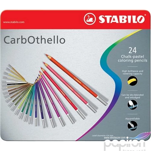 Színes ceruza 24 Stabilo Carb Othello fémdobozos kerek 24színű Írószerek STABILO 1424-6