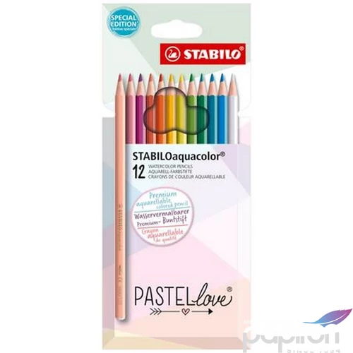 Színes ceruza akvarell 12 Stabilo Aquacolor Pastellove TST16126