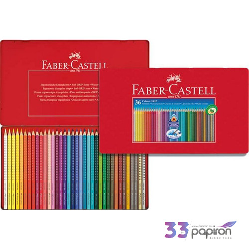 Faber-Castell színes ceruza 36db Grip háromszögletű Akvarell fémdobozban névcimke etikettel 112435 11