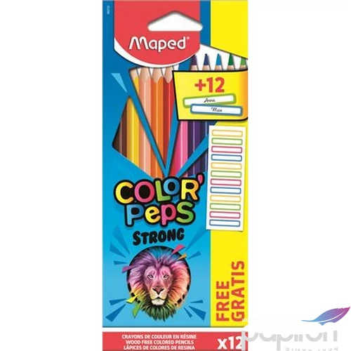 Színes ceruza készlet Maped háromszögletű, Color Peps Strong 12-es 12 ajándék matrica