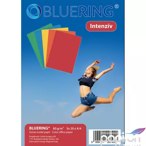 Színes másolópapír BlueRing A4 80gr élénk színmix 5x20ív 100ív intenzív szinű