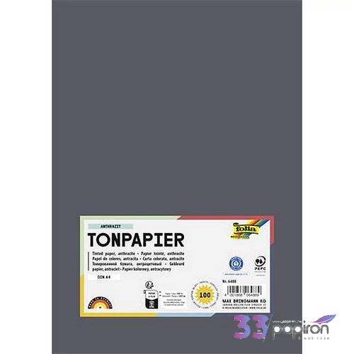 Színes papír A4 130 g 100 lap FOLIA antracitszürke