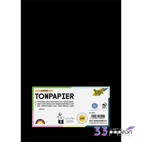 Színes papír A4 130 g 100 lap FOLIA fekete