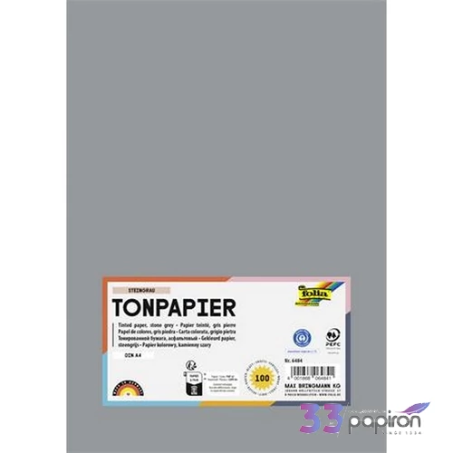 Színes papír A4 130 g 100 lap FOLIA kőszürke
