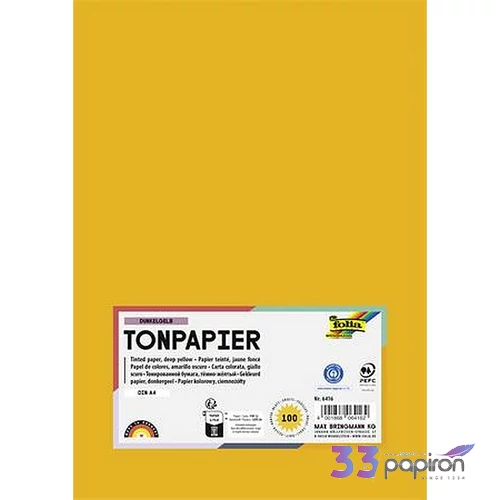 Színes papír A4 130 g 100 lap FOLIA sötétsárga