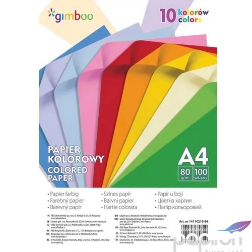 Színes papír élénk A4 80gr-os 100 lap/csomag vegyesszínek