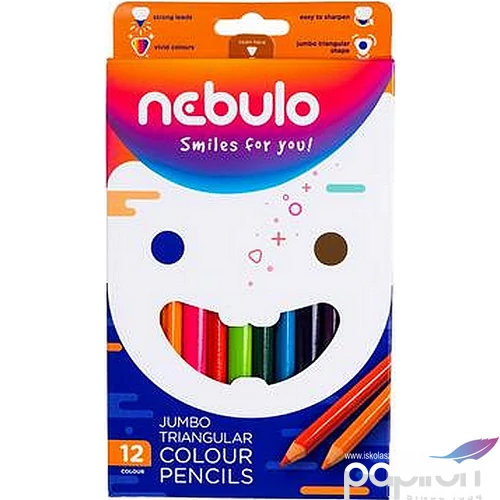 Színes ceruza 12 Nebulo háromszögletű 12színű Jumbo/vastag Írószerek NEBULO JSZC-TR-12