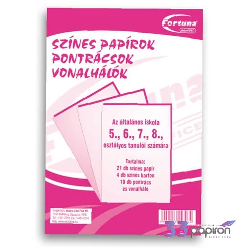 Színespontrácsok V-VIII.oszt. színespapírok iskolaszezonos termék
