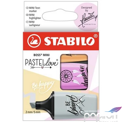 Szövegkiemelő 3 Stabilo Boss Mini Pastellove TST070359