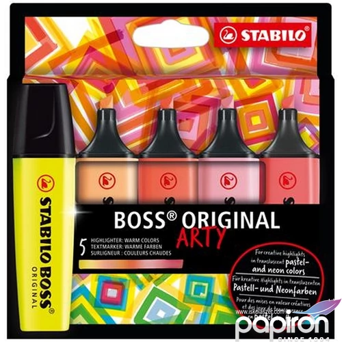 Szövegkiemelő 5 Stabilo 2-5mm, BOSS original Arty, meleg szín TST70502120