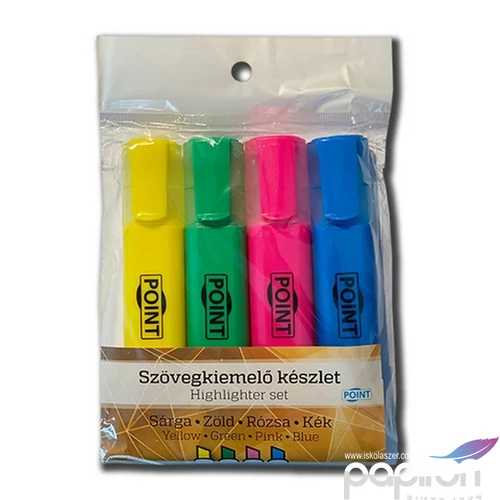 Szövegkiemelő készlet 4-es Point, sárga,zöld,kék,rózsaszín ten