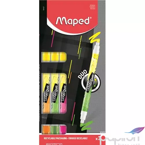 Szövegkiemelő készlet Maped 1-5 mm, kétvégű, Fluo Peps Duo vegyes színek