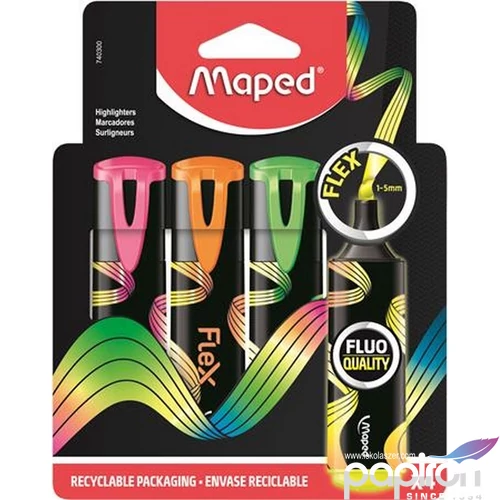 Szövegkiemelő készlet Maped 1-5mm,Fluo Peps Flex, 4 különböző szín IMA740300