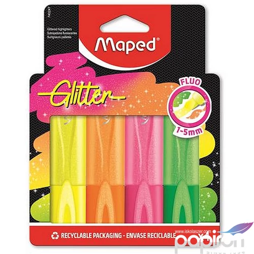 Szövegkiemelő készlet Maped Glitter Fluo Peps fluoreszkáló színek 1-5 mm   vegyes