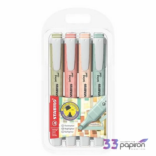 Szövegkiemelő készlet Stabilo 1-4 mm, Swing cool NatureCOLORS 4 különböző szín