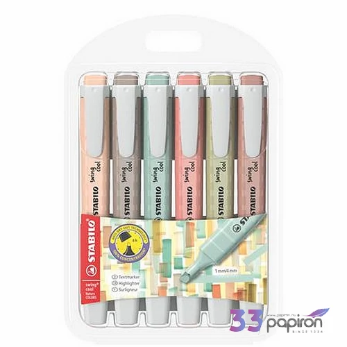 Szövegkiemelő készlet Stabilo 1-4 mm, Swing cool NatureCOLORS 6 különböző szín