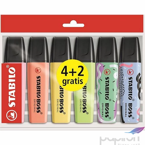 Szövegkiemelő készlet Stabilo 2-5mm, Boss Original 4+2 különböző pasztell szín