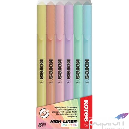 Szövegkiemelő Kores 0,5-5mm 6színű pasztell készlet Írószerek KORES 36246