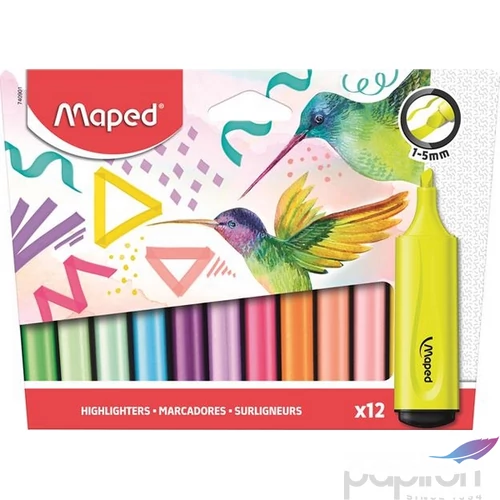 Szövegkiemelő Maped 1-5mm, Fluo Peps Assorted 12 különböző szín