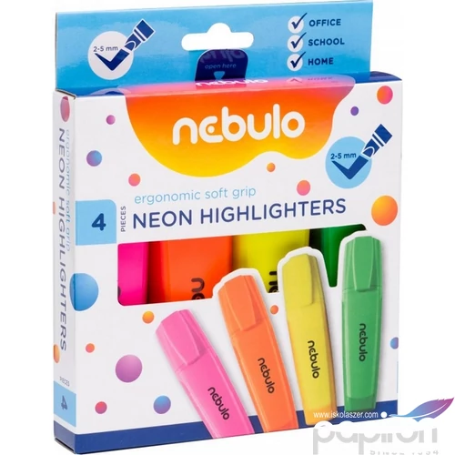Szövegkiemelő Nebulo 4 neon színű készlet Írószer  NEBULO SZK-4-NE
