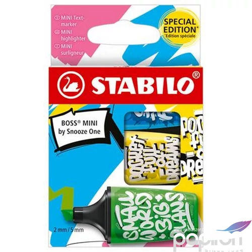 Szövegkiemelő Stabilo 2-5mm, Boss Mini Snooze One 3 különböző szín