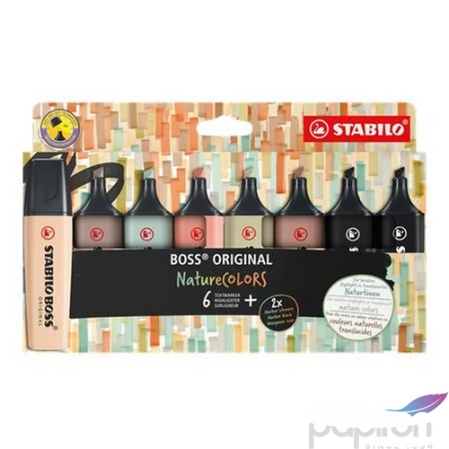 Szövegkiemelő Stabilo 2-5mm, BOSS original NatureColors 6 különböző szín + 2 fekete