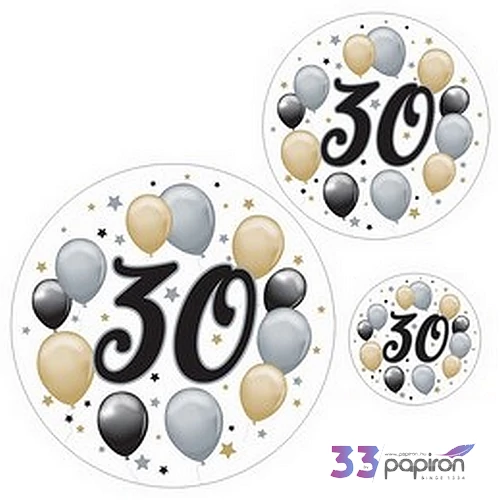 Szülinapi matrica 30-as számos Szn-i elegáns matrica 8 db matrica/csomag.
