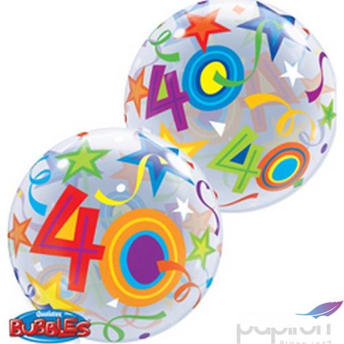 Party Lufi szülinapi 22"-56cm 40-es Brilliant Stars Bubble fólia lufi +hélium