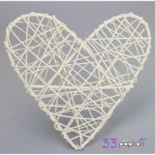 Szív fonott hálós 25cm, fehér