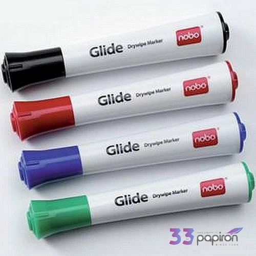 Tábla-és flipchart marker 3mm, kúpos, NOBO Glide 4 különböző szín