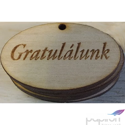 Tábla natúr felirattal Gratulálunk' 2, 5x4cm 10db/cs