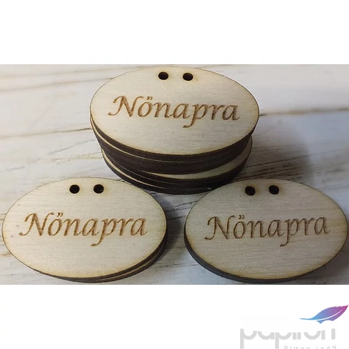 Tábla natúr felirattal Nőnapra ovális 4 cm 10db/cs