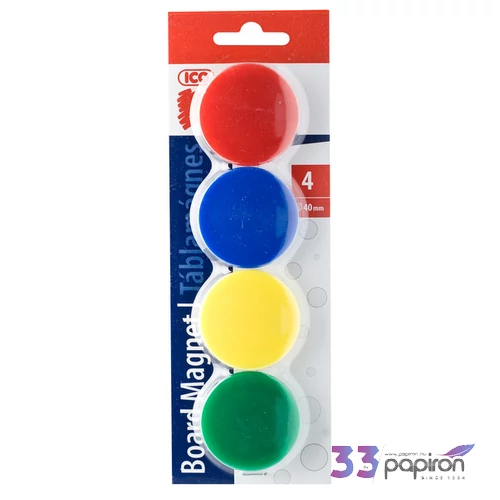 Táblamágnes 40mm ICO 4db/cs Flipchart táblára - mágnestáblára iskolaszer- tanszer- irodaszer