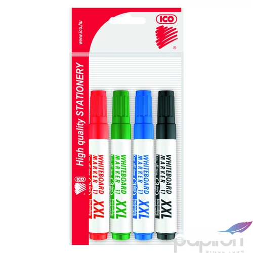 Táblamarker ICO Plan 11XXL 4 színű készlet 1-3mm kerek hegyű táblafilc, flipchartmarker irodaszer